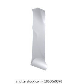 Silver sticky adhesive tape realistic with torn and crumpled glued vector illustration