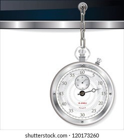 Silver stopwatch on silver chain