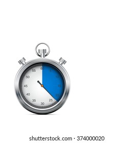 Silver stopwatch on the white background