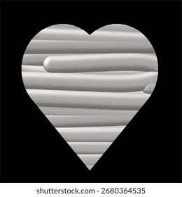 Diseño de corazón de rayas plateadas útil para proyectos de celebración