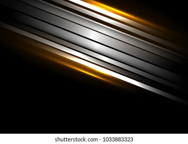 Silver stripes on a black background. Vector abstraction.