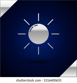 Silver Sun icon isolated on dark blue background.  Vector Illustration