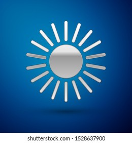 Silver Sun icon isolated on blue background.  Vector Illustration