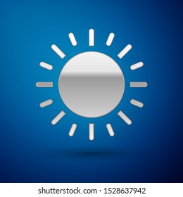 Silver Sun icon isolated on blue background.  Vector Illustration