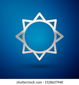 Silver Sun icon isolated on blue background.  Vector Illustration
