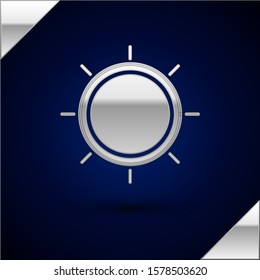 Silver Sun icon isolated on dark blue background.  Vector Illustration