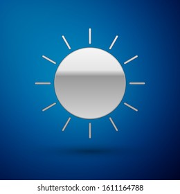 Silver Sun icon isolated on blue background.  Vector Illustration