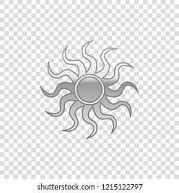 Silver Sun isolated object on transparent background. Flat design. Vector Illustration