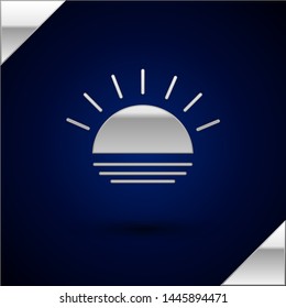 Silver Sunset icon isolated on dark blue background.  Vector Illustration