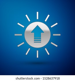 Silver Sunset icon isolated on blue background.  Vector Illustration