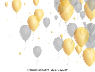 Vector blanco de fondo de sorpresa plateado. Plantilla de Baloon Shine. Balón Aislado Amarillo. Diseño de la Ceremonia de Juguetes.