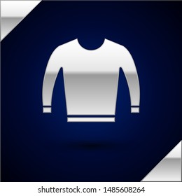 Silver Sweater icon isolated on dark blue background. Pullover icon.  Vector Illustration