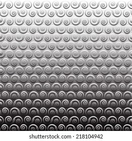 Silver swirls on silver gradient background .