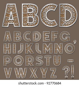 Silver Swirly Alphabet.Vector eps10