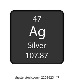 Silver symbol. Chemical element of the periodic table. Vector illustration.