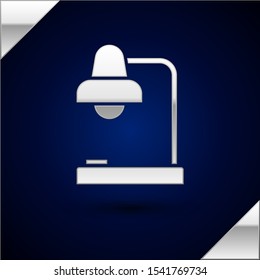 Silver Table lamp icon isolated on dark blue background. Table office lamp.  Vector Illustration