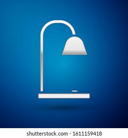 Silver Table lamp icon isolated on blue background.  Vector Illustration