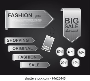 silver tags over black background. vector illustration