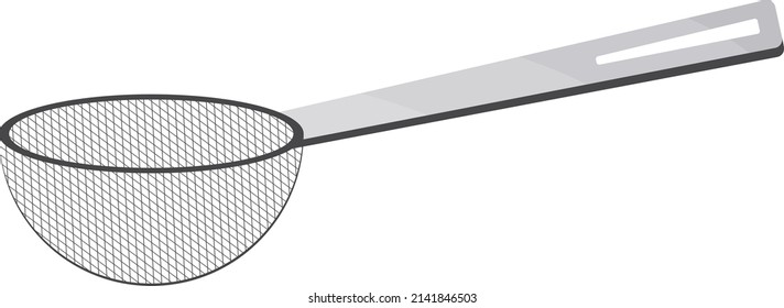 Silver tea sieve, illustration, vector on a white background.