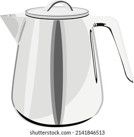 Silver teapot, illustration, vector on a white background.