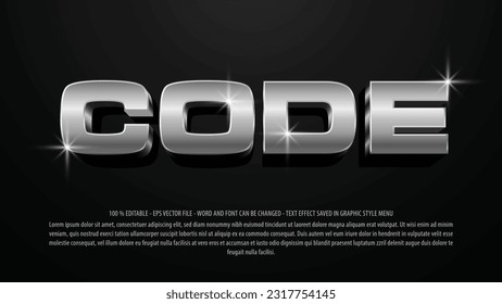 Silver tech 3d style editable text effect template