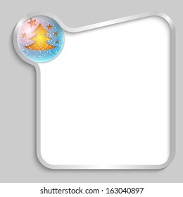 silver text box with a Christmas tree