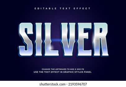 Silver Text Effect, Editable Font Style