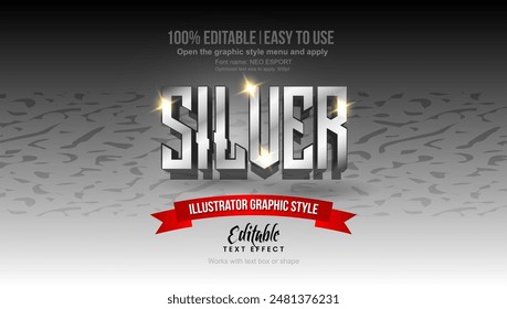 Silver text effect,  editable text effect template