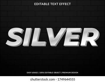silver text effect template with 3d style and bold font concept use for brand label and logotype sticker