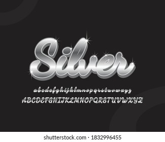 Silver Text Style Effect vector illustration