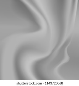 Silver textile drapery horizontal background with copyspace or place for text. Silk or Satin Grey banner or backdrop for advertising design with creases of tissue or Overlay Effects