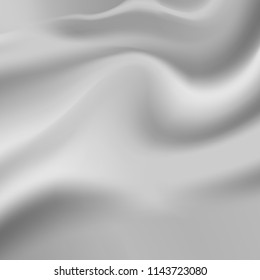 Silver textile drapery horizontal background with copyspace or place for text. Silk or Satin Grey banner or backdrop for advertising design with creases of tissue or Overlay Effects