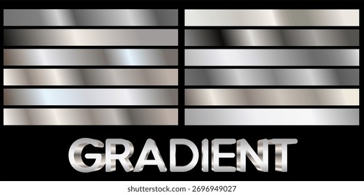 silver texture background. Realistic silver, gradient mesh. various models. metal gradient..