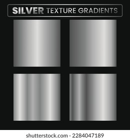 Silver texture gradient collection. Shiny and metal steel gradient template for chrome border, silver frame, ribbon or label design