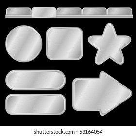 Botones y menú de textura plateada