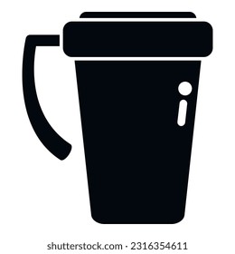 Silver thermo cup icon simple vector. Coffee mug. Flask travel