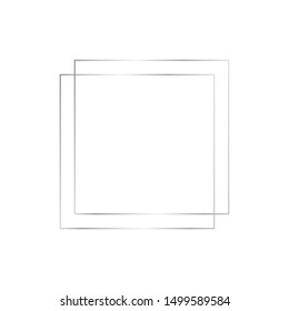 Silver thin square double isolated frame on the white background. Perfect  luxury design for headline, logo and sale banner. Vector illustration