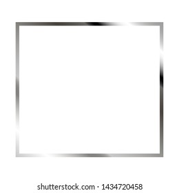 Silver thin square frame with shine and highlight on the white background. Perfect design for headline, logo and sale banner. Vector