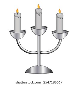 silver three arms candles holder 