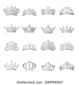 Silver tiara illustration material set