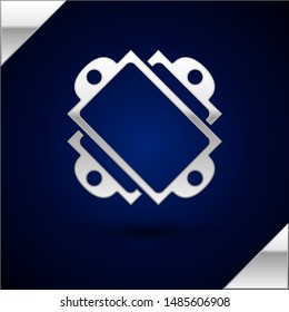 Silver Ticket icon isolated on dark blue background. Amusement park.  Vector Illustration