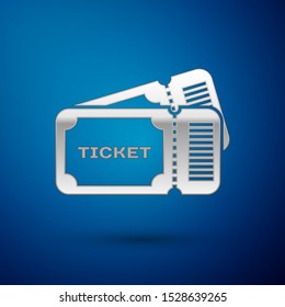 Silver Ticket icon isolated on blue background.  Vector Illustration