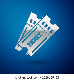 Silver Ticket icon isolated on blue background.  Vector Illustration