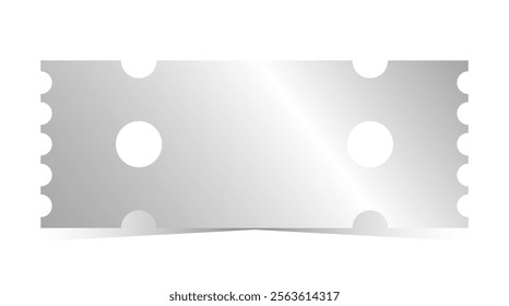 Silver ticket template. Empty chrome coupon blank. Vector illustration on white background