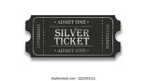 Silver Ticket. Vector illustration for websites, applications, cinemas, clubs, mass events and creative design. Flat style