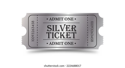 Silver Ticket. Vector illustration for websites, applications, cinemas, clubs, mass events and creative design. Flat style