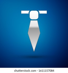 Silver Tie icon isolated on blue background. Necktie and neckcloth symbol.  Vector Illustration