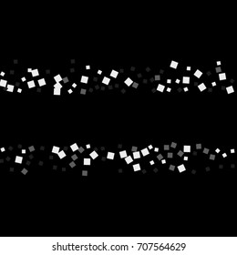 Silver tinsel texture on a black background. Color of silver shining particles. Celebratory background. Silver explosion of confetti. Vector illustration. EPS 10.
