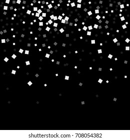 Silver tinsel texture on a black background. Color of silver shining particles. Celebratory background. Silver explosion of confetti. Vector illustration. EPS 10.