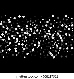 Silver tinsel texture on a black background. Color of silver shining particles. Celebratory background. Silver explosion of confetti. Vector illustration. EPS 10.